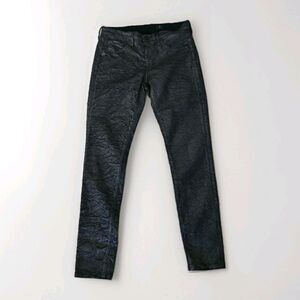 AG Adriano Goldschmied Coated Skinny Jeans Women Size 27 Pants Black Metallic